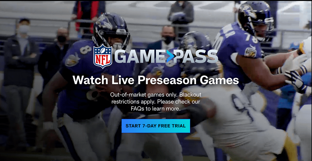 NFL Game Pass 7-day trial offer