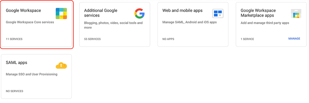 Google Workspace Menu Item