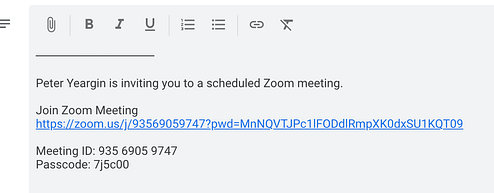 Zoom Meeting in Google Calendar invite
