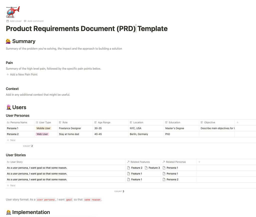 sage product requirements document